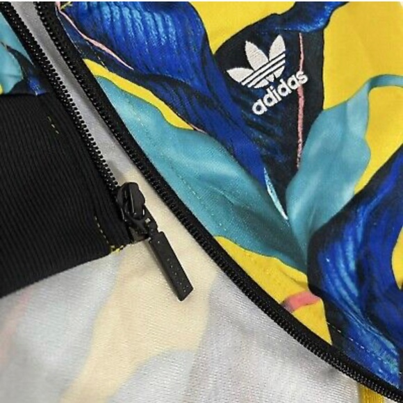 (Set) Limited Edition Blue Tropical Adidas Track  Jacket with Matching Tank-top - Picture 8 of 13